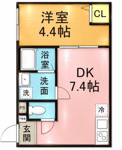 グランコート押上(1DK/B1階)の間取り写真
