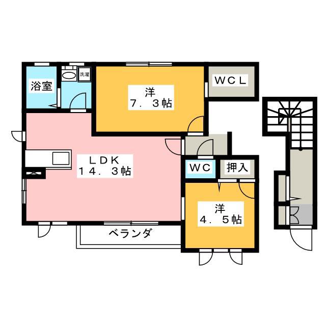 コラージュテラス(2LDK/2階)の間取り写真