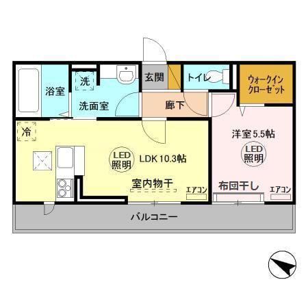 ラヴィーヌみどりの(1LDK/1階)の間取り写真