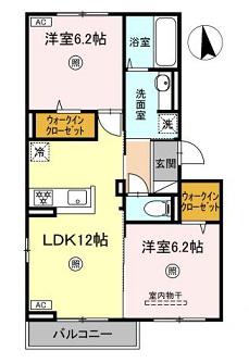 CONTENTO(2LDK/3階)の間取り写真