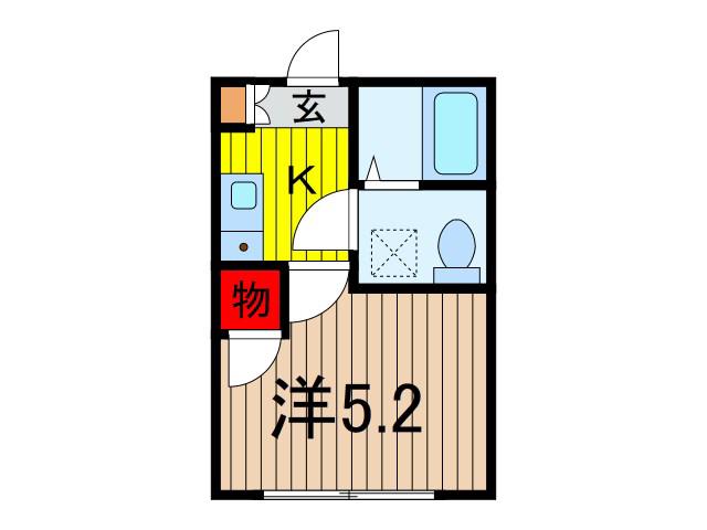 ラウレア蕨北町(1K/2階)の間取り写真