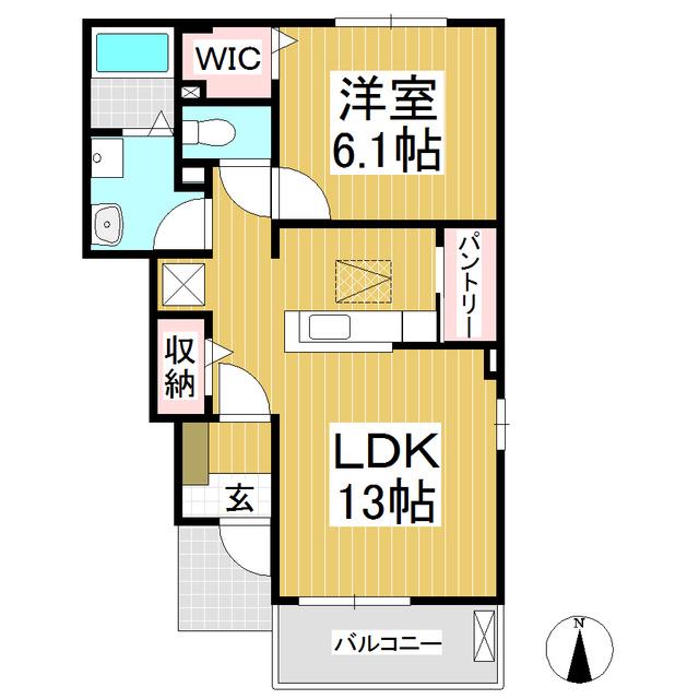 アイリス・S(1LDK/1階)の間取り写真