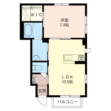 スクイムタウンG(1LDK/1階)の間取り写真