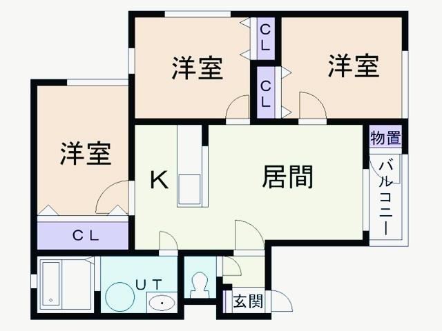 センター・ビレッジ(3LDK/2階)の間取り写真