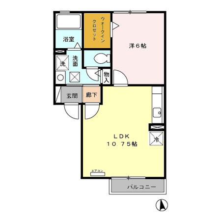 エムロードI(1LDK/2階)の間取り写真