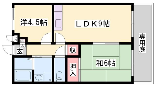 メゾンクレール(2LDK/2階)の間取り写真