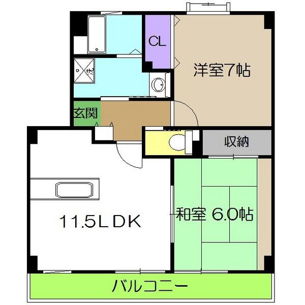 サンモール北竹島(2LDK/3階)の間取り写真