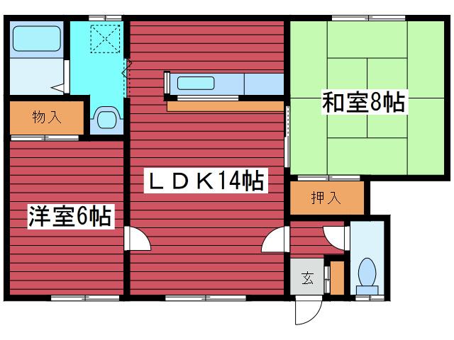 エンジェル福住(2LDK/3階)の間取り写真