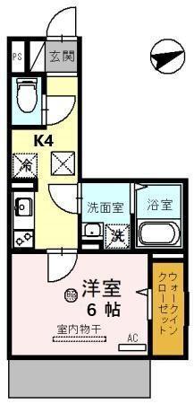 セジュール大村(1K/1階)の間取り写真