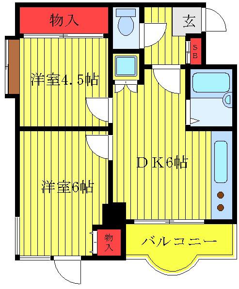 カルムサイトー(2DK/2階)の間取り写真