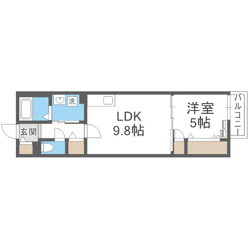 ザ・レジデンス南平岸(1LDK/4階)の間取り写真