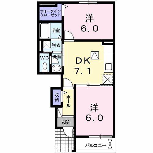パルティーレ(2DK/1階)の間取り写真