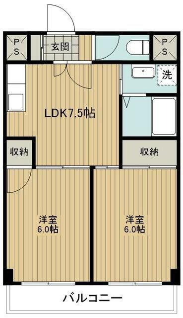 パラッツォ碑文谷(2LDK/3階)の間取り写真