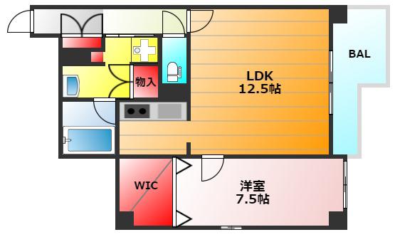 ブラービ南堀江(1LDK/2階)の間取り写真