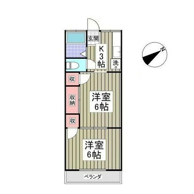 コーポ紺屋1号棟(2K/2階)の間取り写真
