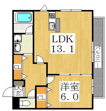 メゾンドマルシェ(1LDK/3階)の間取り写真