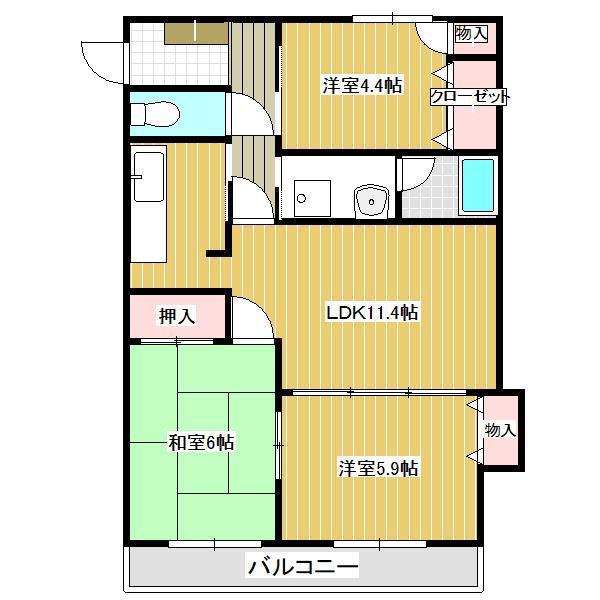 カヤバプラザC館(3LDK/3階)の間取り写真