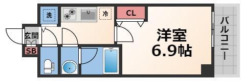 ソルテラス OSAKA イースト GATE(1K/12階)の間取り写真