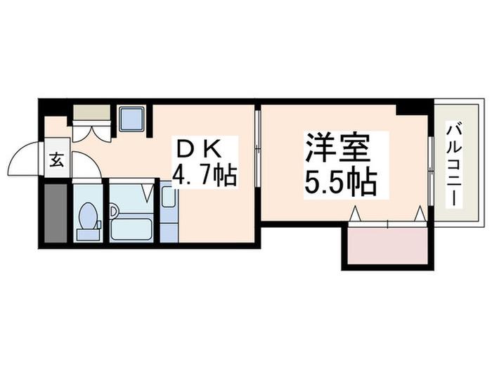 横山ビル市ヶ尾(1DK/2階)の間取り写真