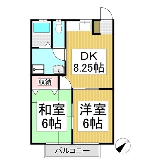 パル中島(2DK/2階)の間取り写真