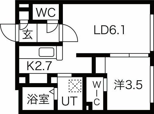 RIZ発寒(1LDK/3階)の間取り写真