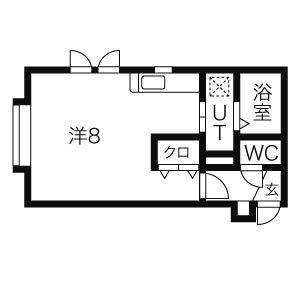 ヴィクトワール澄川(1K/2階)の間取り写真