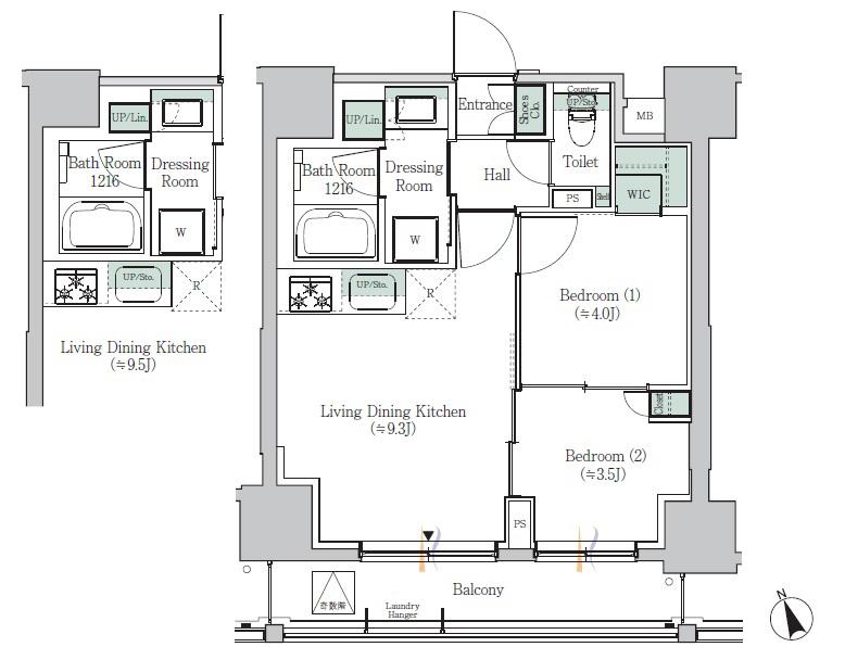 ONE ROOF RESIDENCE ASAKUSABASH(2DK/11階)の間取り写真