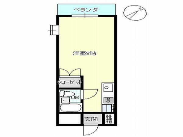 加賀ハイツ(ワンルーム/2階)の間取り写真
