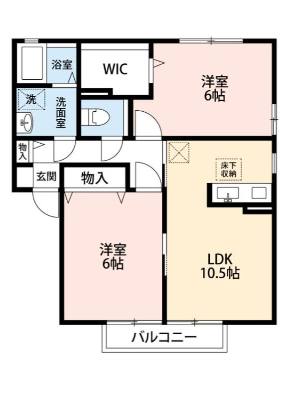 エスポワールB(2LDK/2階)の間取り写真