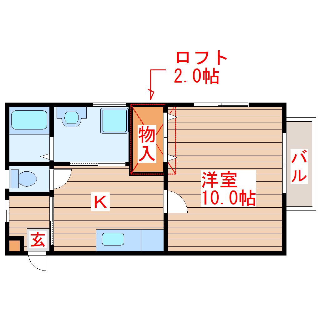 ルストハウス(1DK/2階)の間取り写真
