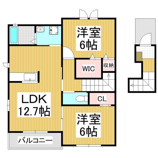 カーサ・アルバB(2LDK/2階)の間取り写真