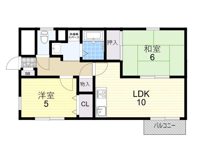 ルネサンライズ HORIMOTO(2LDK/2階)の間取り写真