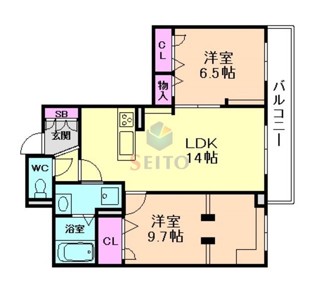 GRAN FTERA桜の町(2LDK/1階)の間取り写真