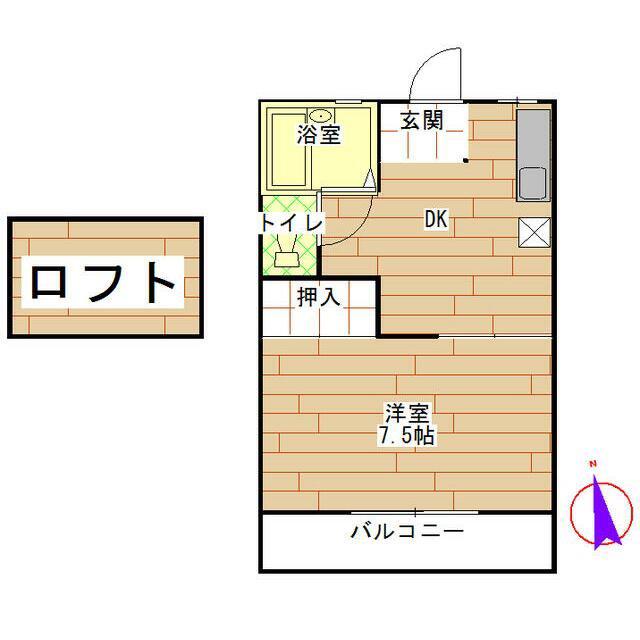 コーポ舟山II(1DK/2階)の間取り写真
