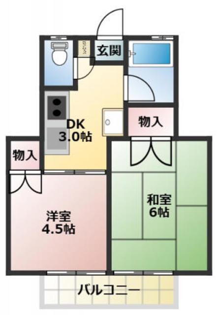 マスハイツ(2DK/2階)の間取り写真