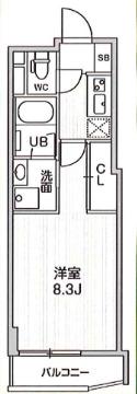 四谷坂町レジデンス(1K/4階)の間取り写真