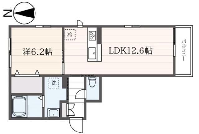 ベルフルール(1LDK/2階)の間取り写真