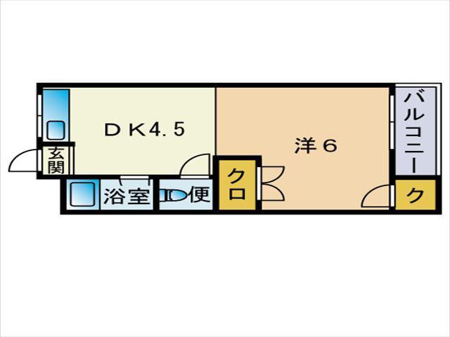 メゾンライフB棟(1DK/2階)の間取り写真