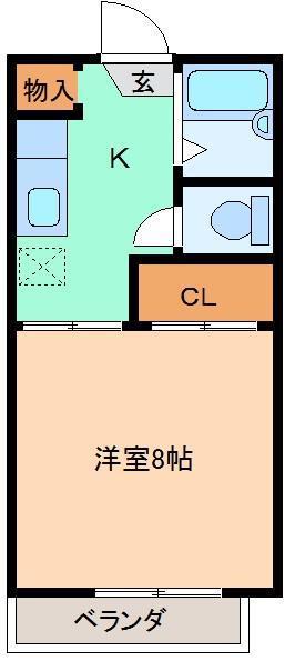 サンハイツK(1K/2階)の間取り写真