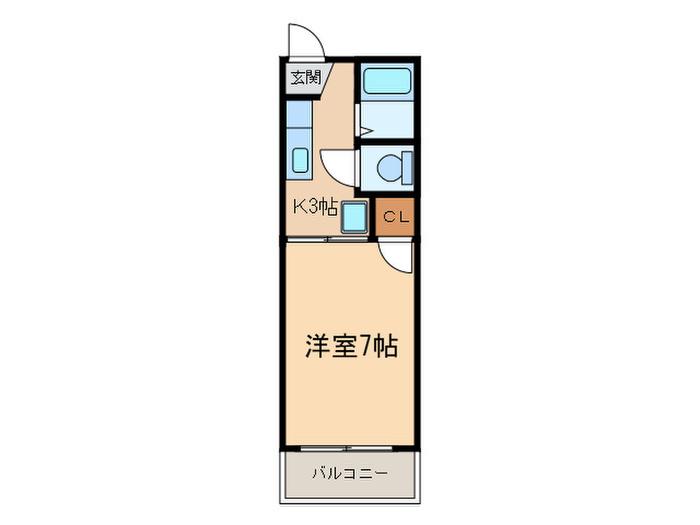 フォーブルライセンスB(1K/2階)の間取り写真
