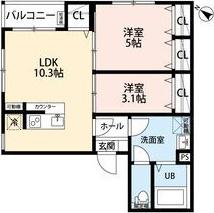 MAISON LE VERRE(2LDK/2階)の間取り写真