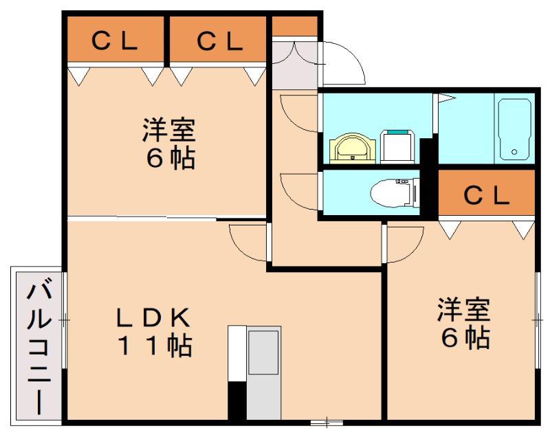 メゾン宮田(2LDK/2階)の間取り写真