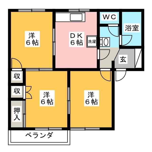サンハイツ五味A(3DK/2階)の間取り写真