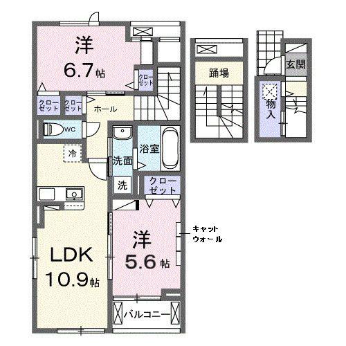 ラヴィアンローズ(2LDK/3階)の間取り写真