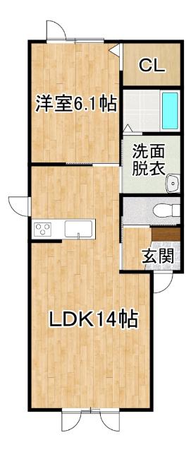 INFINITY(1LDK/1階)の間取り写真
