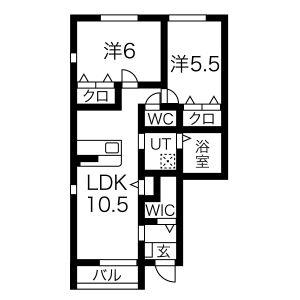 MODERATE(2LDK/1階)の間取り写真