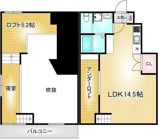 RADLANCE須ヶ口(1LDK/1階)の間取り写真