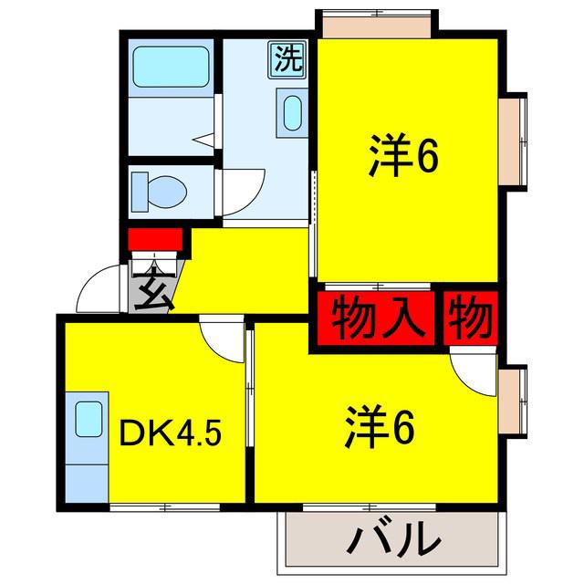 フローラパレス5番館(2DK/2階)の間取り写真