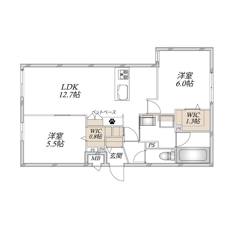 BELLA CASA(2LDK/1階)の間取り写真