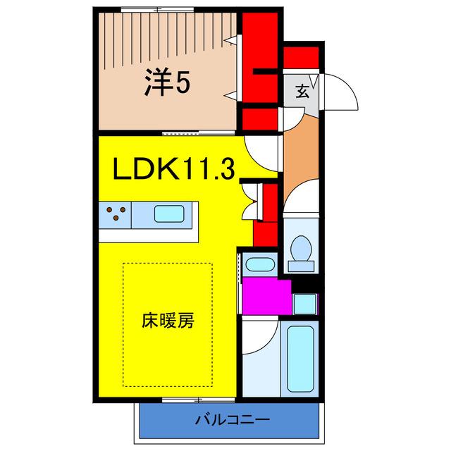足立区中川3丁目メゾン(1LDK/2階)の間取り写真